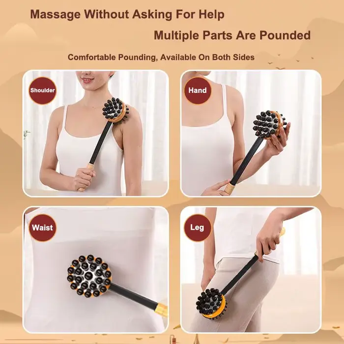 Bâton de massage portable pour dos/cou/jambes – Conception de marteau évolutif avec gratte-dos ergonomique