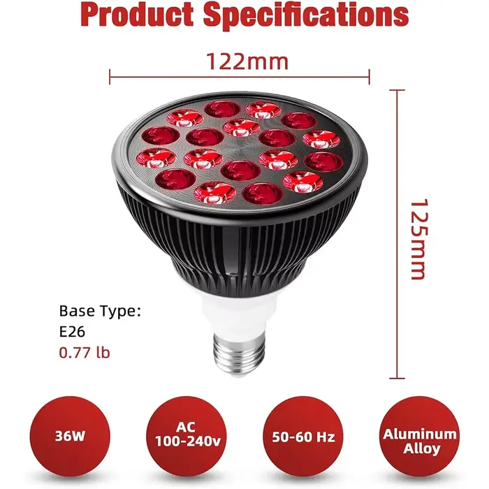Lampe de luminothérapie rouge pour le visage, dispositif de luminothérapie infrarouge pour les articulations musculaires, outils de santé de la peau des instituts oto, 54W, 660nm, 850nm