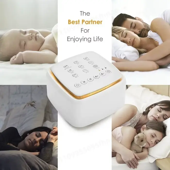 Machine à bruit blanc rechargeable avec 30 sons apaisants et lumière chaude pour un meilleur sommeil