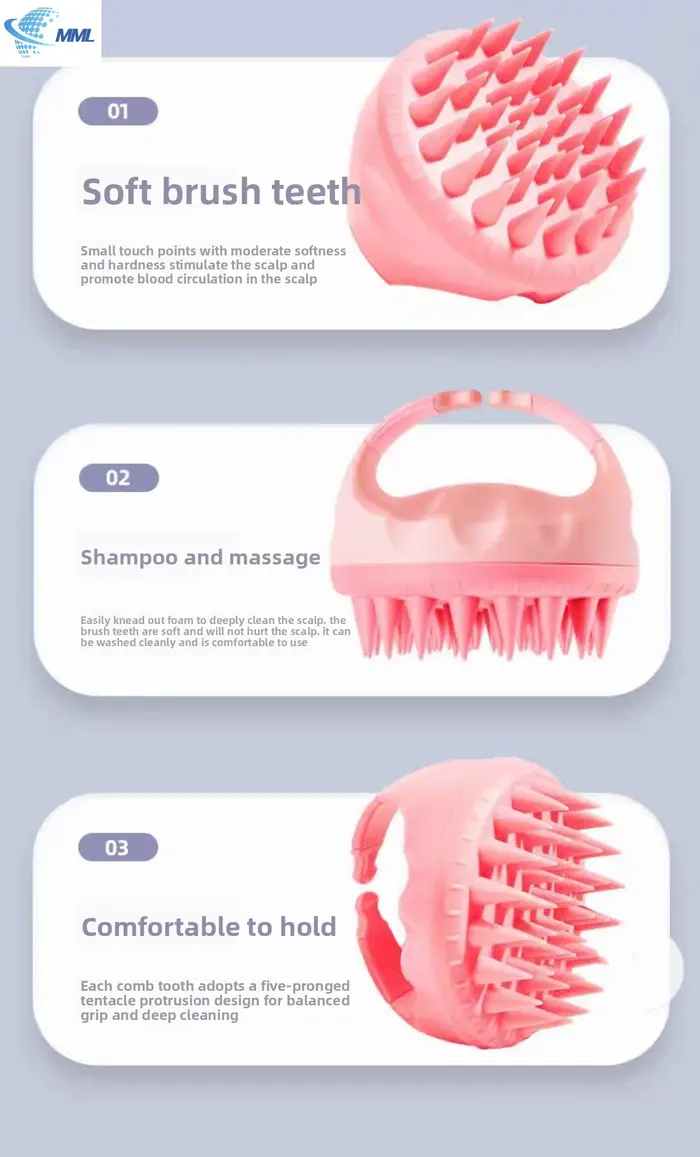 Brosse de massage pour le cuir chevelier en silicone doux pour la peau