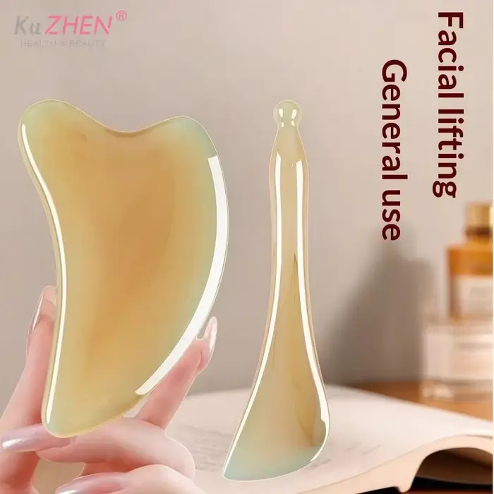 Ensemble de massage Gua Sha en corne de bœuf naturelle
