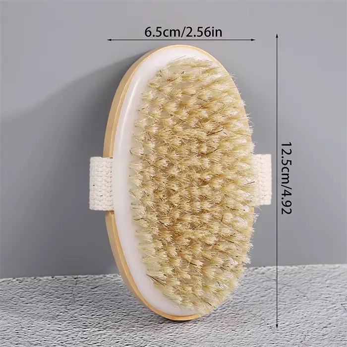Brosse de massage corporelle SPA douce pour peaux sèches et humides, en poils naturels, pour le bain