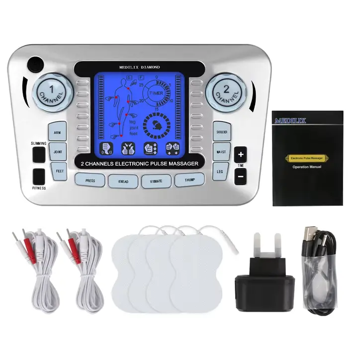 Masseur d'impulsions électrique EMS, 12 Modes, stimulateur musculaire, Machine de Massage numérique,