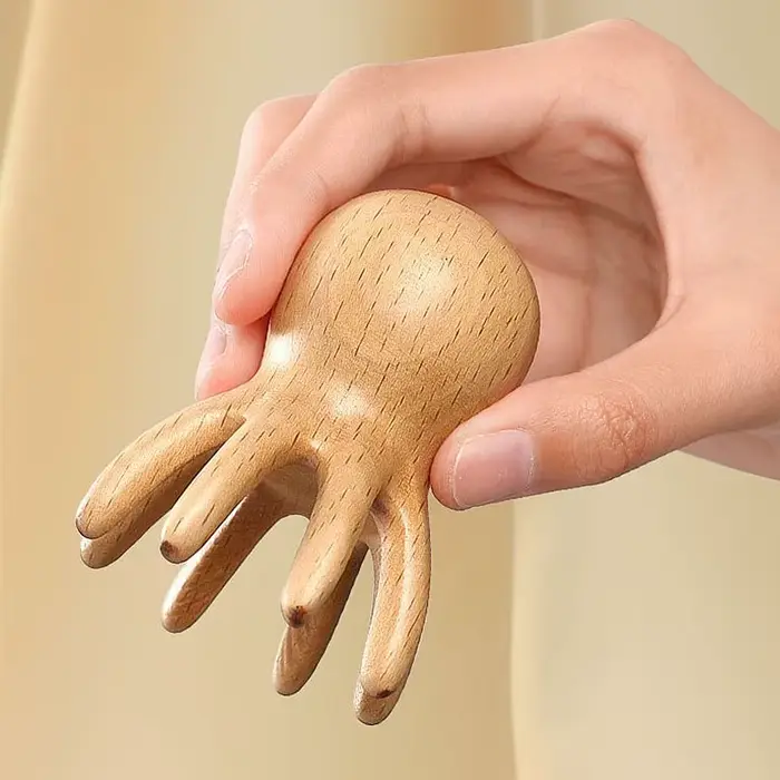 Peigne de massage en bois de hêtre Octopus pour le dos et le corps, outil de raclage des méridiens, 