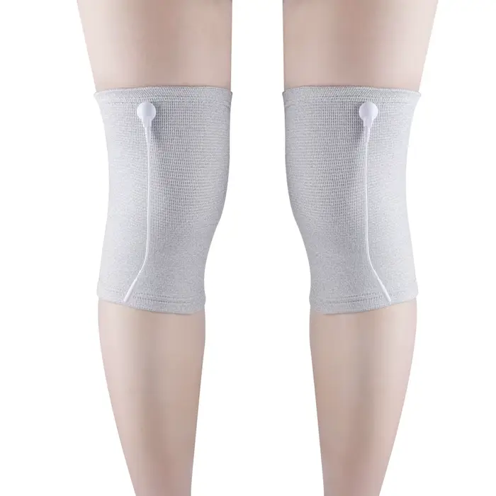 Paire de genouillères de Massage à électrodes en Fiber conductrice, genouillères TENS avec câble cou