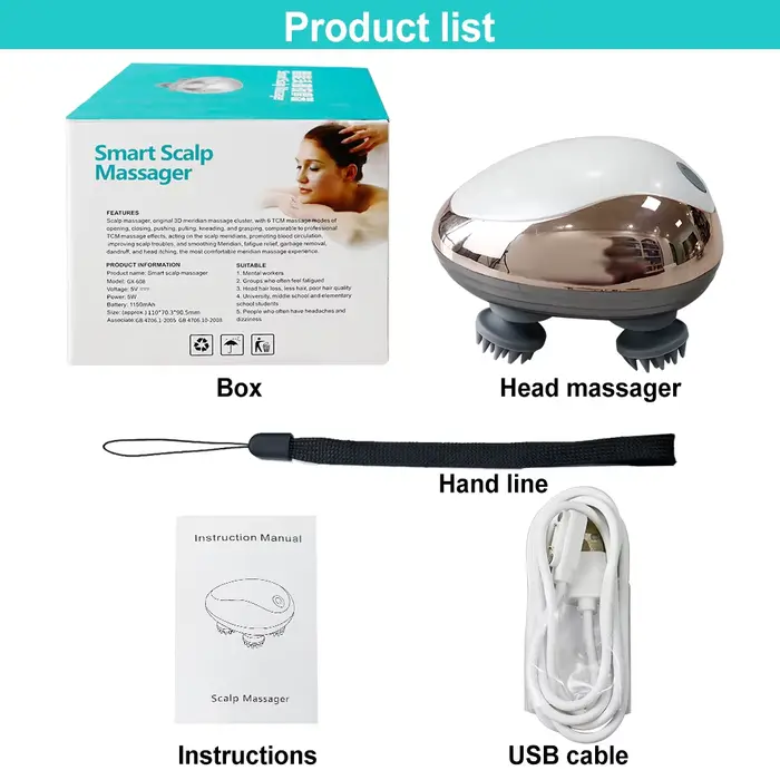 Masseur de tête électrique vibrant pour le cuir chevelu, appareil de pétrissage pour stimuler la cir