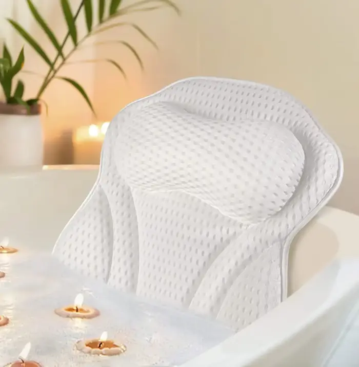 Oreiller de baignoire pour baignoire, oreiller de bain pour soutien du cou et du dos avec ventouses fortes, oreiller de bain spa doux