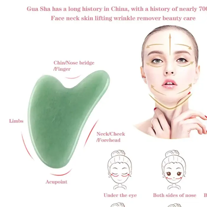 Masseur facial Gua Sha en jade naturel pour le contour lymphatique