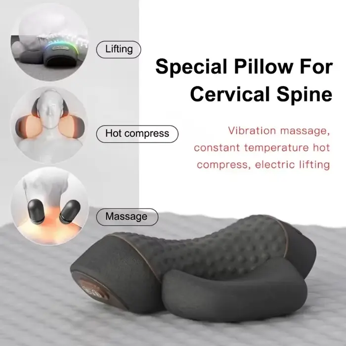 Oreiller masseur de cou électrique civière cervicale chauffage Vibration Massage dos Traction orthopédique oreillers de couchage soutien