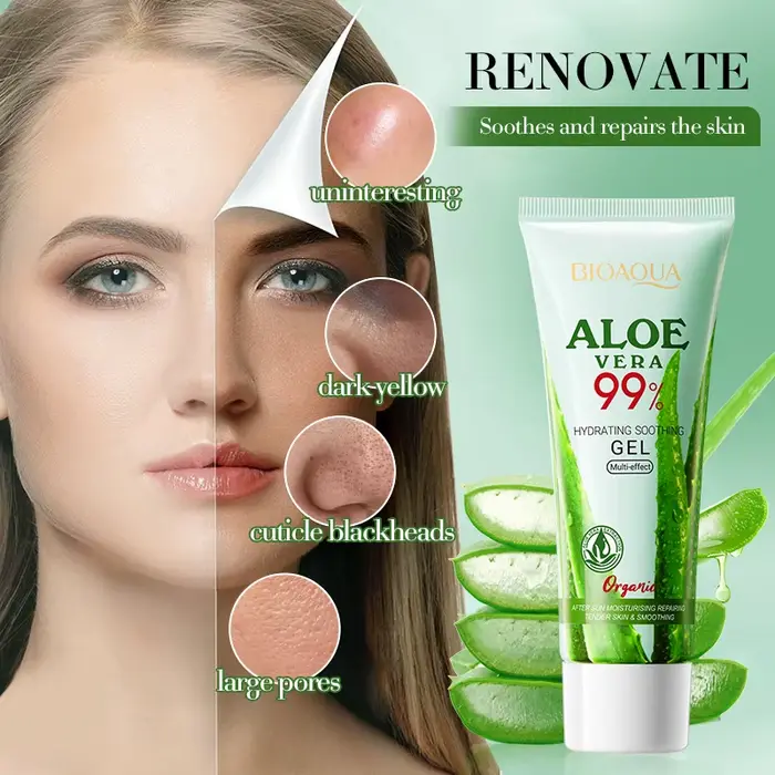 Gel apaisant à l'aloe vera BIOAOUA pour le visage et le corps