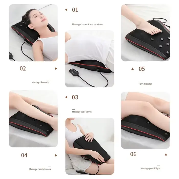 Masseur électrique de corps de traction cervicale de cou de tête de Shiatsu oreiller de dos de voiture avec le dispositif de Massage vibrant de chauffage