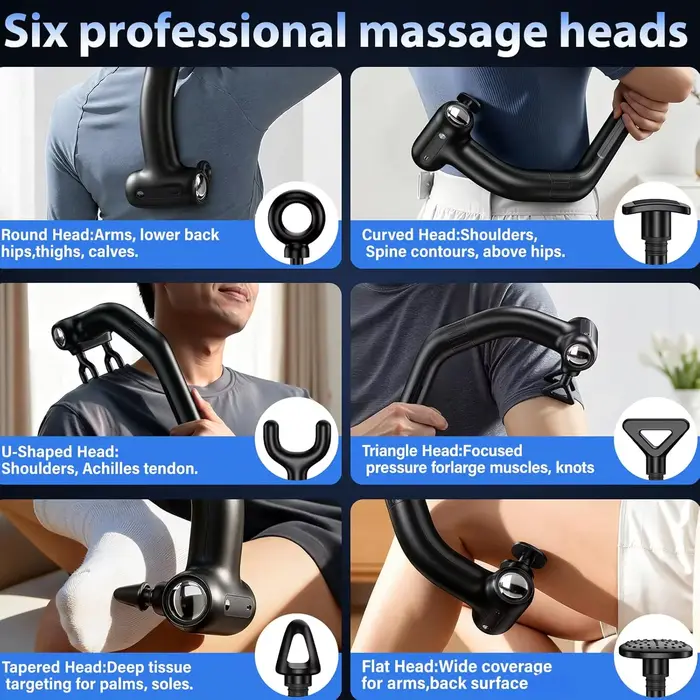 Pistolet de massage à percussion à double tête avec poignée d'extension