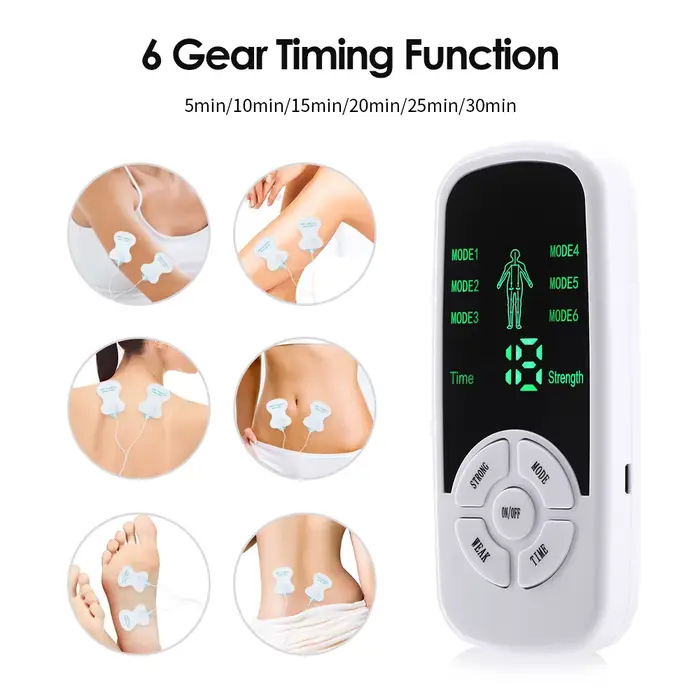 Stimulateur musculaire électrique EMS avec 8 électrodes de massage, appareil de thérapie numérique d