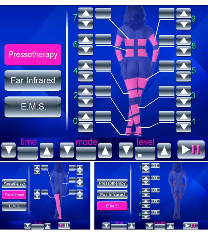 3IN1 Far Infr EMS pression corps jambes pressothérapie