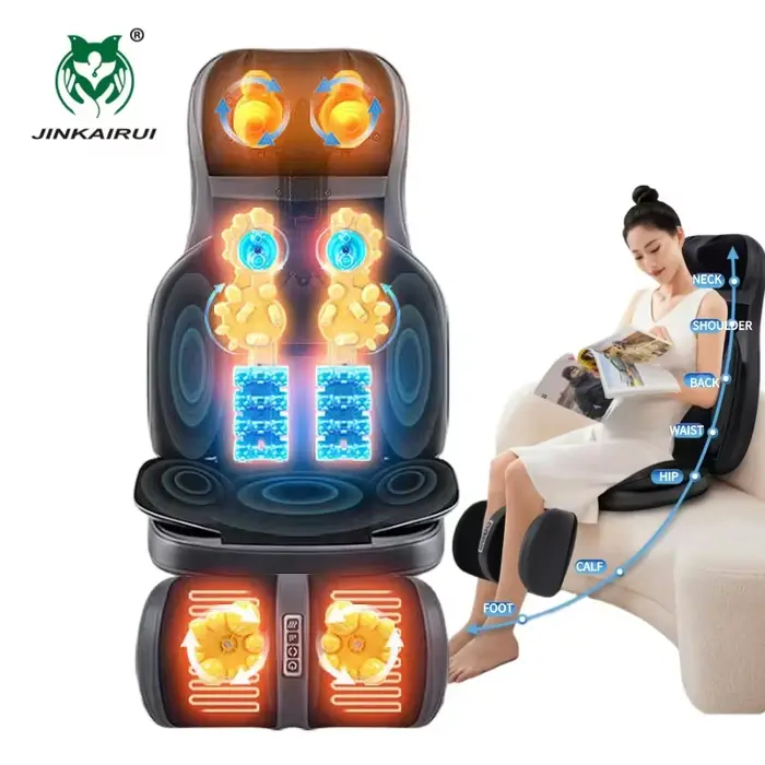 Masseur de dos de cou Shiatsu avec chaleur, coussin de chaise de massage à pétrissage 2D ro 3D, mass