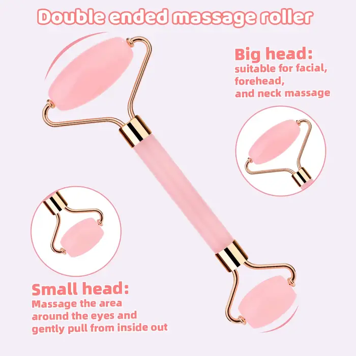 Ensemble de 3 rouleaux de massage double tête et crème contour des yeux pour aider à lifter la peau du visage