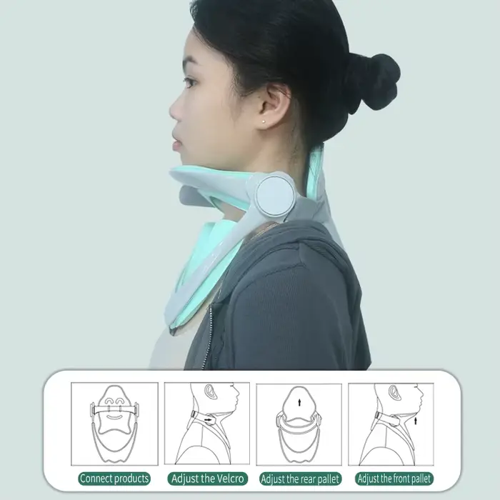 Oreiller ergonomique de soutien cervical avec sangle réglable en polyester respirant et confortable