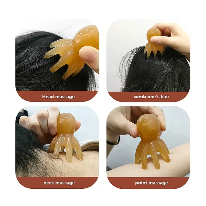 【2 pièces】 Peigne de massage en résine en forme de pieuvre