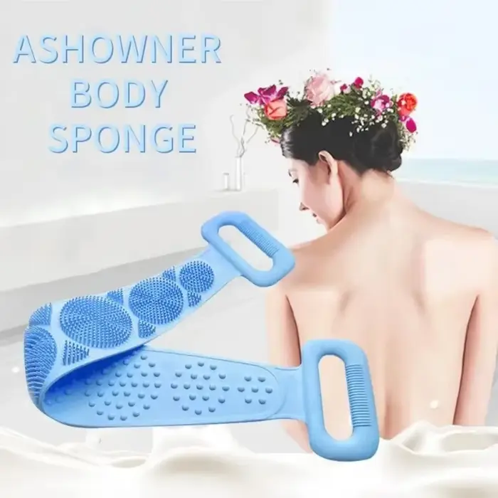 1 éponge de massage exfoliante en silicone pour le dos, brosse de douche pour le corps, éponge de ba