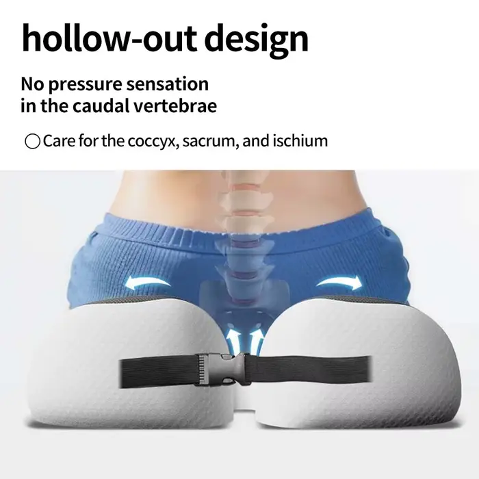 Coussin de siège ergonomique résistant à la pression et respirant avec remplissage à récupération lente et surface incurvée pour les hanches