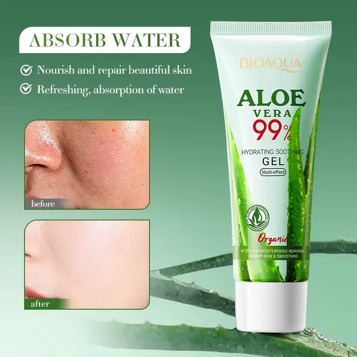 BIOAOUA Gel d'aloe vera 100 % naturel pour le visage et le corps