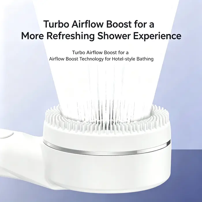 Pommeau de douche manuel avec filtre de massage SPA, 4 modes de pulvérisation, pulvérisateur pressurisé à haut débit avec brosse extérieure en silicone pour salle de bain