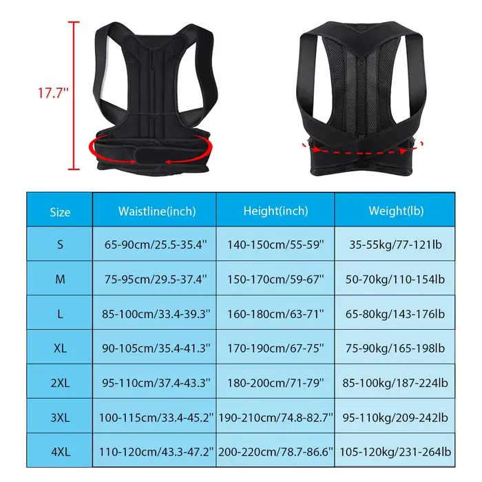 Attelle dorsale réglable pour hommes et femmes