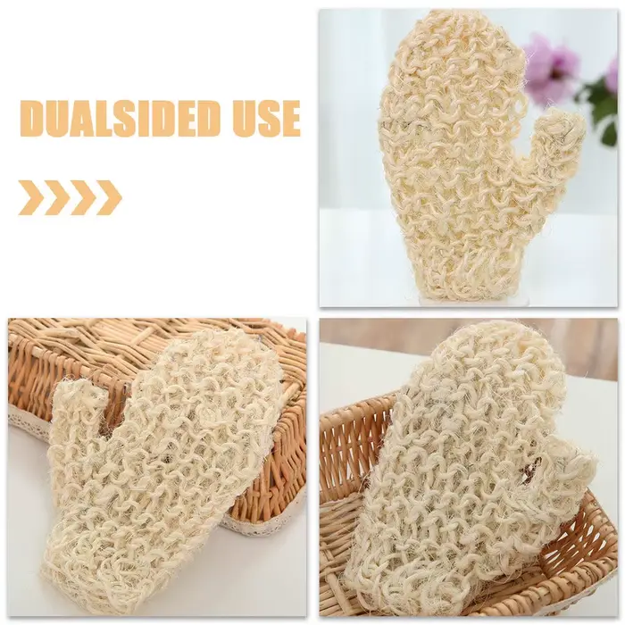 1 paire de gants exfoliants en sisal naturel pour le corps