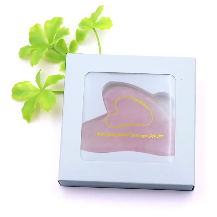 Planche de Massage Gua Sha en Quartz Rose naturel, masseur de visage, grattoirs, outil pour le visag