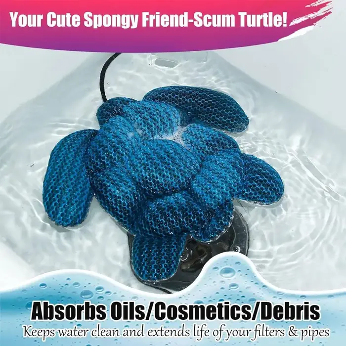 Éponge absorbante réutilisable pour spa, éliminateur de boue flottant en forme de tortue, filtre en mousse pour baignoire, nettoyeur d'eau