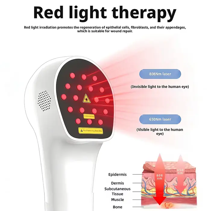 Appareil de beauté infrarouge à lumière rouge 650nm+808nm portable pour le visage et le corps