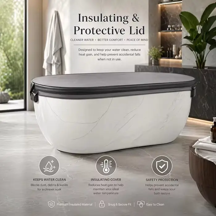 Baignoire de trempage à froid haut de gamme en marbre acrylique isolée pour la récupération en salle de sport et spa