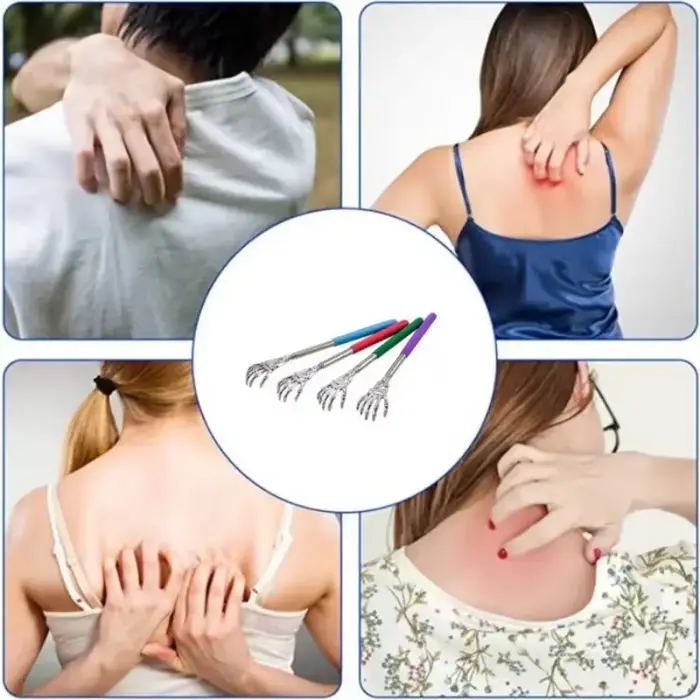 Gratte-dos réglable en acier inoxydable avec griffe rétractable pour un massage portable et pratique