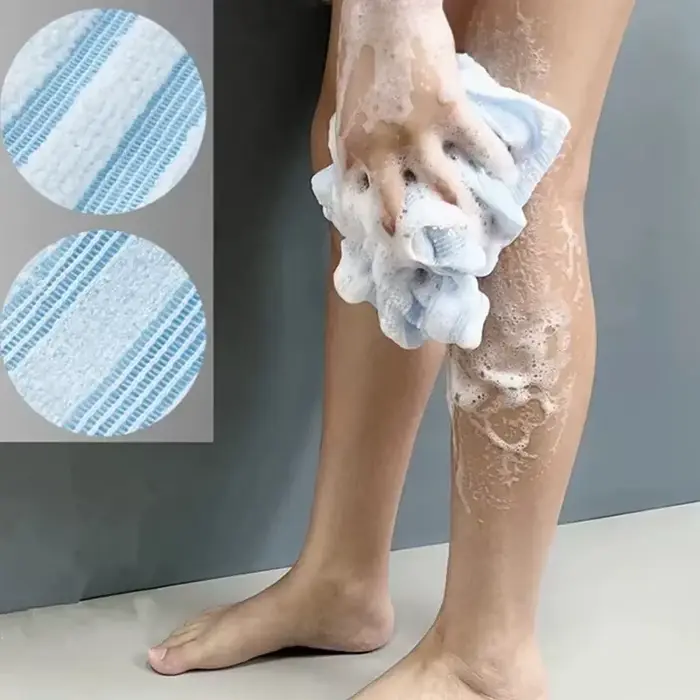Serviette de bain exfoliante ultra longue pour le dos