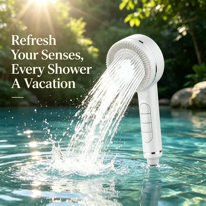 Pommeau de douche manuel avec filtre de massage SPA, 4 modes de pulvérisation, pulvérisateur pressurisé à haut débit avec brosse extérieure en silicone pour salle de bain