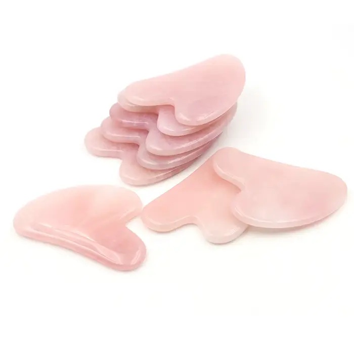 Planche de Massage Gua Sha en Quartz Rose naturel