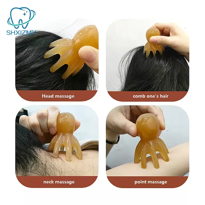 Lot de 2 peignes en résine en forme de pieuvre pour massage de la tête