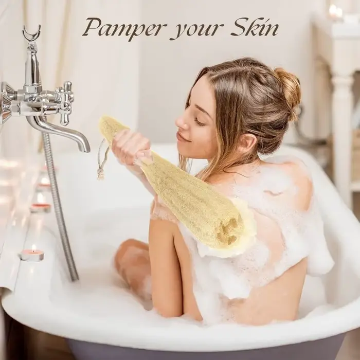 Une douche entière luffa environ 30-40 cm 100% naturel SPA beauté bain éponge corps épurateur bouffée exfoliant Lofa