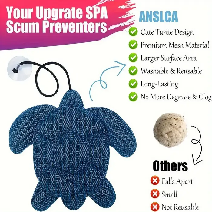 Éponge absorbante réutilisable pour spa, éliminateur de boue flottant en forme de tortue, filtre en mousse pour baignoire, nettoyeur d'eau