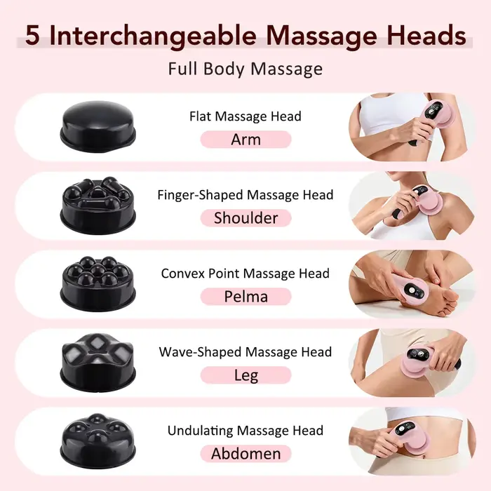 Masseur corporel, bâton de massage portable avec 5 têtes de massage