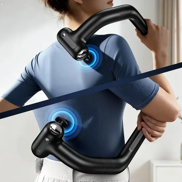 Pistolet de massage à percussion à double tête avec poignée d'extension