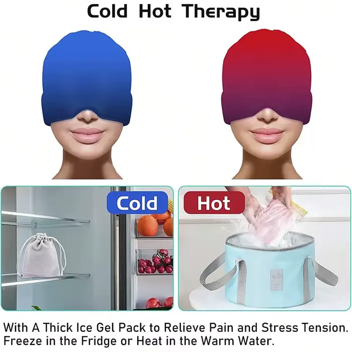 Gel glace maux de tête soulagement de la Migraine chapeau compresse froide thérapie casquette glace 