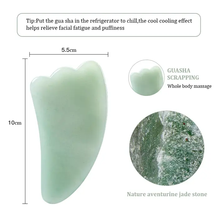 Grattoir à Gouache Gua Sha en Jade Rose naturel