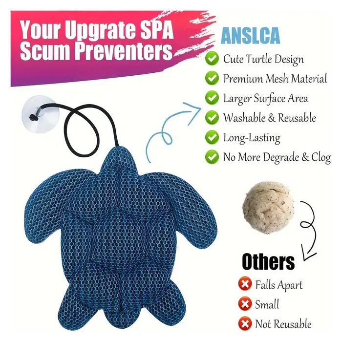 Éponge absorbante réutilisable pour spa, filtre en mousse en forme de tortue flottante, éliminateur de saleté et de graisse pour baignoire et jacuzzi