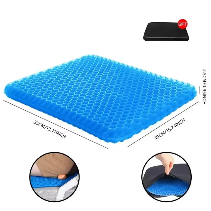 Coussin de siège en gel, design respirant en nid d'abeille pour l'été, soulage la pression, atténue