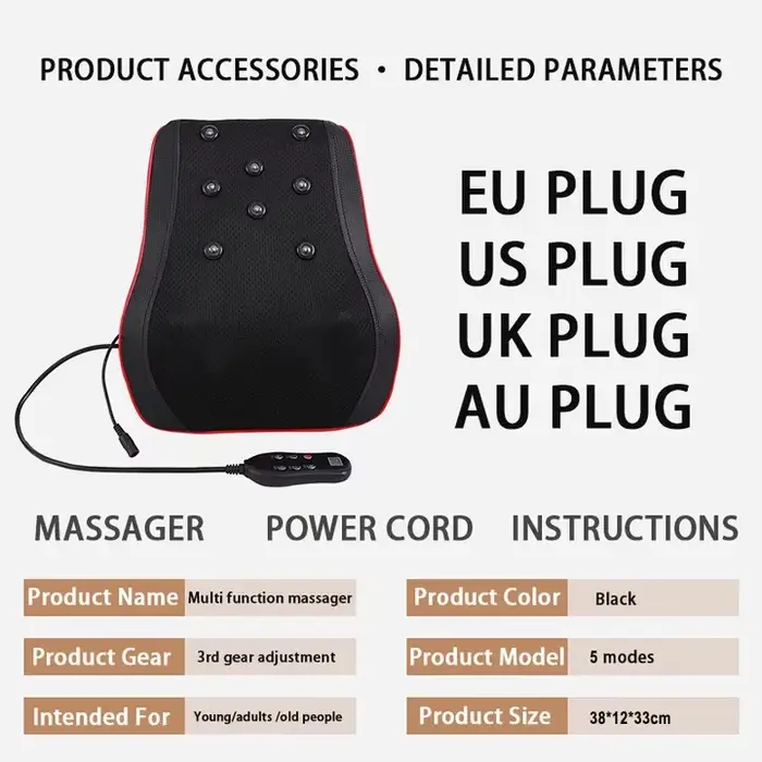 Masseur électrique de corps de traction cervicale de cou de tête de Shiatsu oreiller de dos de voitu