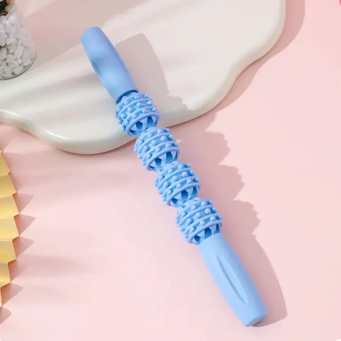 Bâton de massage à 4 rouleaux pointus, relaxant musculaire pour les jambes, rouleau de massage profond pour le corps entier, yoga et fitness