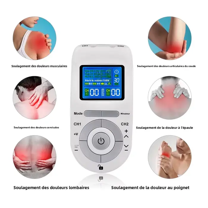 Stimulateur musculaire électrique Tens Ems Acupuncture Masseur facial et corporel Thérapie numérique Outil de massage Herald Électrostimulateur