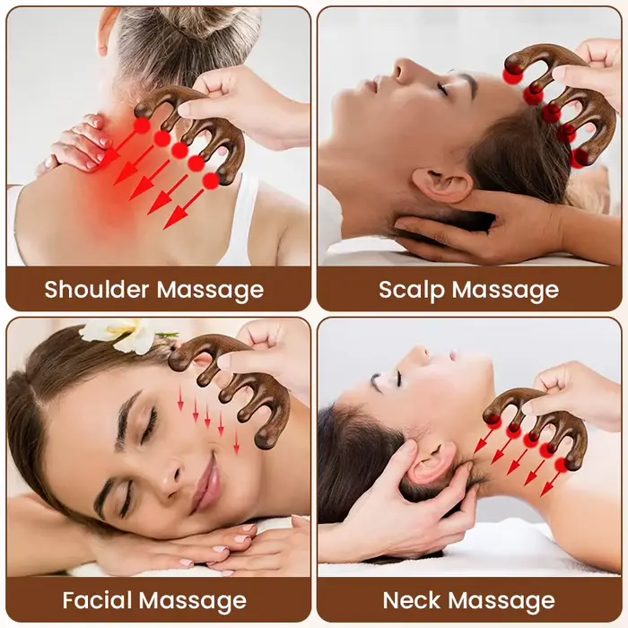 Peigne de massage en bois pour le visage