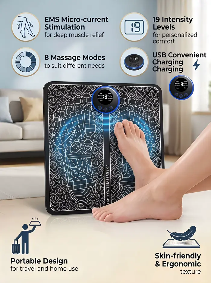 Masseur de pieds EMS, coussin de Massage Rechargeable